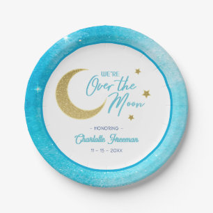 Assiettes En Carton Plaques de papier Aquarelle Dreamy Gold Moon et St