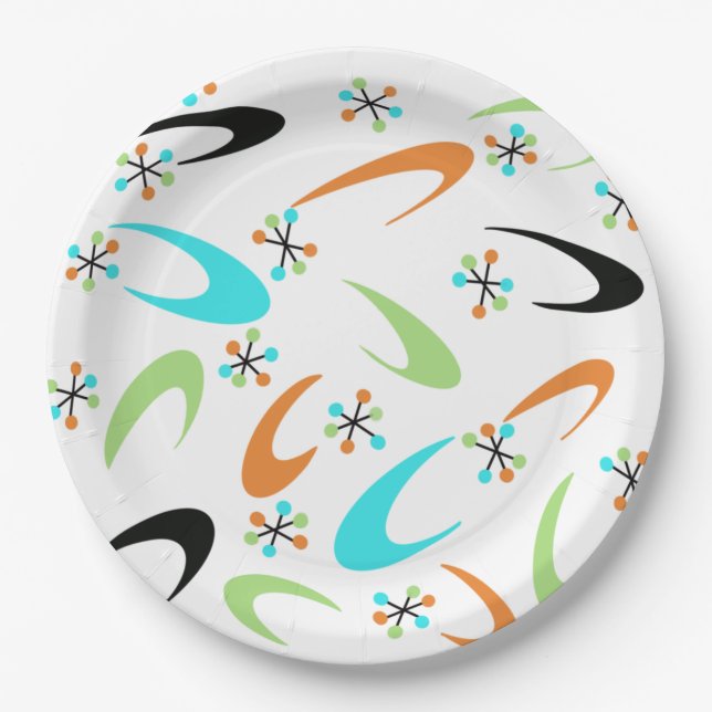 Assiettes En Carton Plaques de papier atomique du milieu du siècle (Devant)