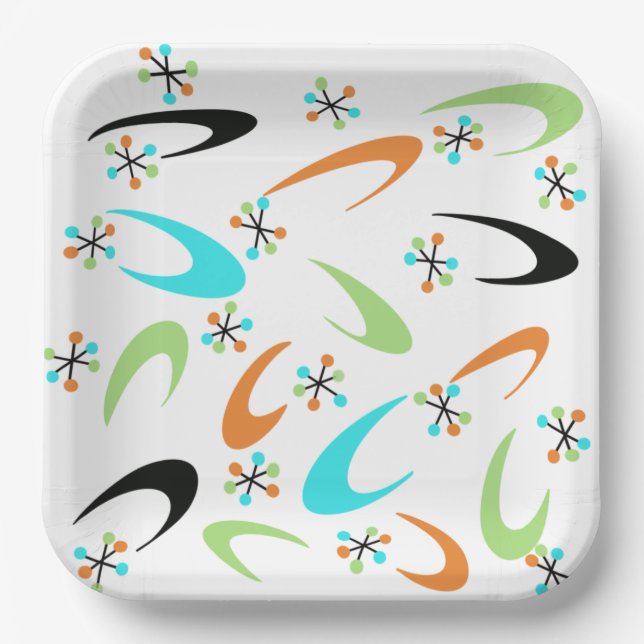 Assiettes En Carton Plaques de papier atomique du milieu du siècle (Recto)