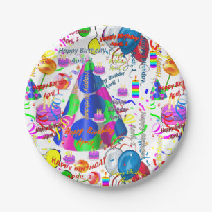 Assiettes En Carton Plaques de papier Avril, 1er Anniversaire