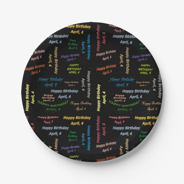 Assiettes En Carton Plaques de papier avril, 4 anniversaire (Devant)