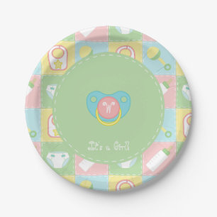 Assiettes En Carton Plaques de papier Baby shower à courtepointe pour 