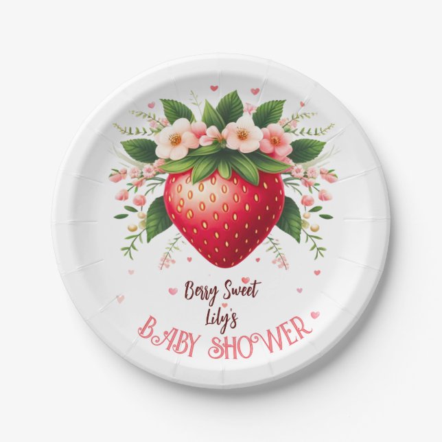 Assiettes En Carton Plaques de papier Baby shower Berry Sweet (Devant)