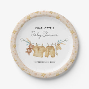 Assiettes En Carton Plaques de papier Baby shower Boho Clothesline