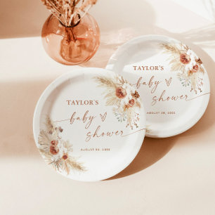 Assiettes En Carton Plaques de papier Baby shower Boho Floral modern