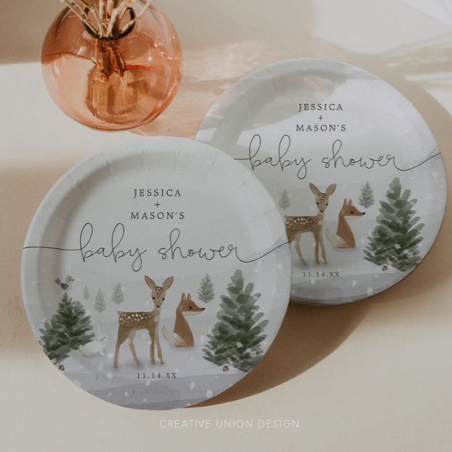 Assiettes En Carton Plaques de papier Baby shower Boho Woodland (Créateur téléchargé)