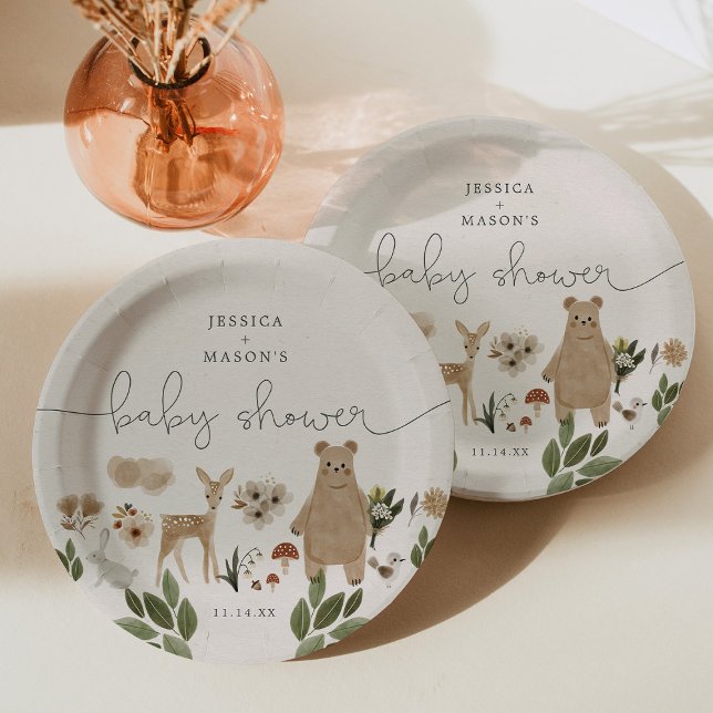 Assiettes En Carton Plaques de papier Baby shower Boho Woodland (Créateur téléchargé)