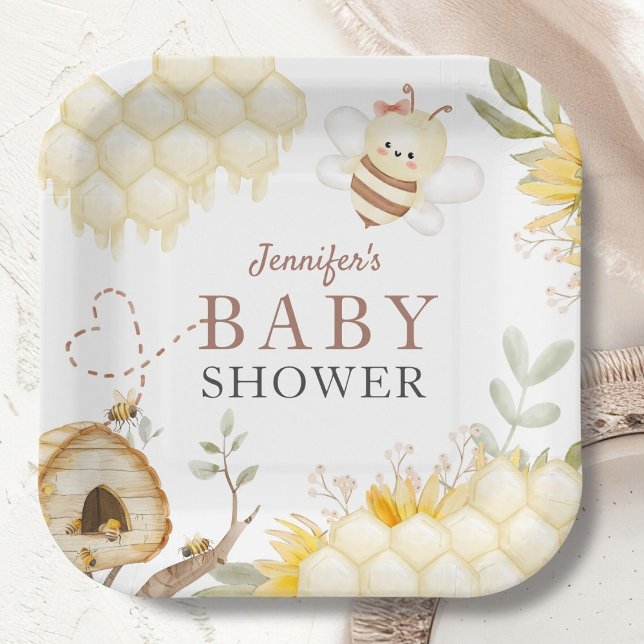 Assiettes En Carton Plaques de papier Baby shower Bumble Bee (Créateur téléchargé)