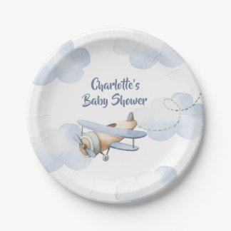 Assiettes En Carton Plaques de papier Baby shower d'avion