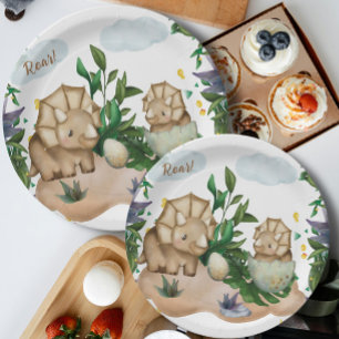 Assiettes En Carton Plaques de papier Baby shower de dinosaures de for