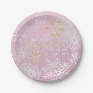 Assiettes En Carton Plaques de papier Baby shower de flocon rose