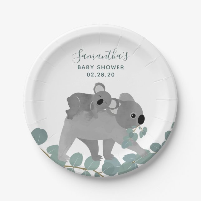 Assiettes En Carton Plaques de papier Baby shower de l'ours Koala (Devant)