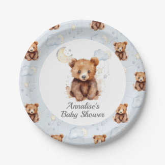 Assiettes En Carton Plaques de papier Baby shower d'ours neutres selon