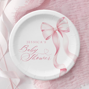 Assiettes En Carton Plaques de papier Baby shower en ruban rose