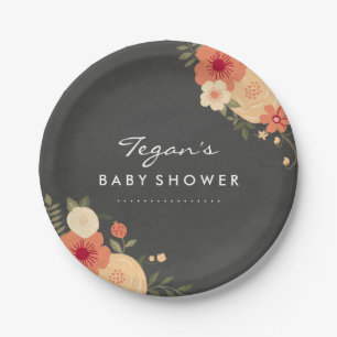 Assiettes En Carton Plaques de papier Baby shower Floral moderne