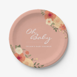 Assiettes En Carton Plaques de papier Baby shower Floral Oh