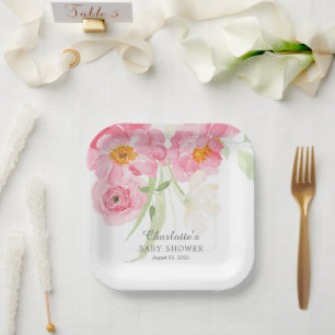 Assiettes En Carton Plaques de papier Baby shower florales