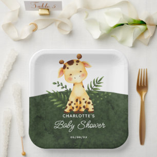Assiettes En Carton Plaques de papier Baby shower Jungle Giraffe