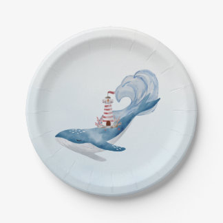 Assiettes En Carton Plaques de papier Baby shower nautique pour balein