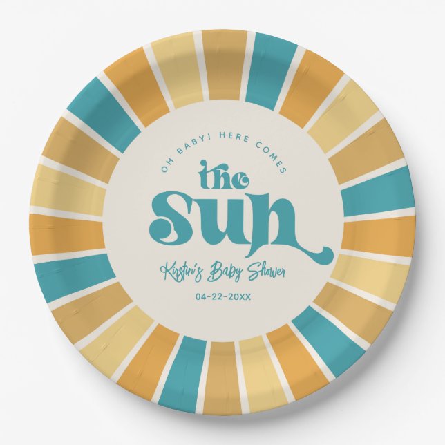 Assiettes En Carton Plaques de papier Baby shower Sun Boho (Devant)