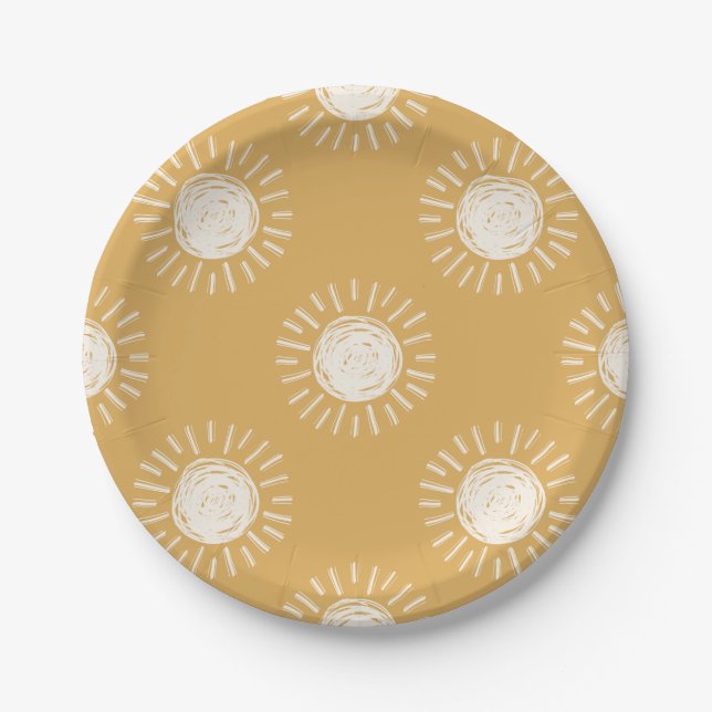 Assiettes En Carton Plaques de papier Baby shower Sun Boho (Devant)