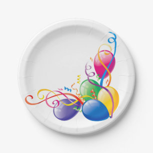 Assiettes En Carton Plaques de papier, Ballons de Confetti Joyeux Anni