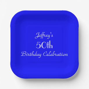 Assiettes En Carton Plaques de papier bleu vif, 50e anniversaire