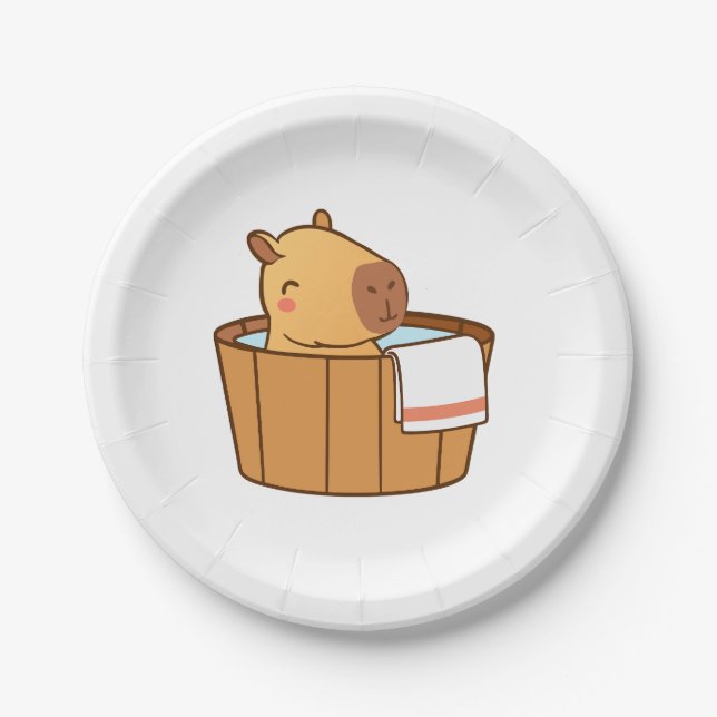 Assiettes En Carton Plaques de papier Capybara | Fête des animaux mign (Devant)