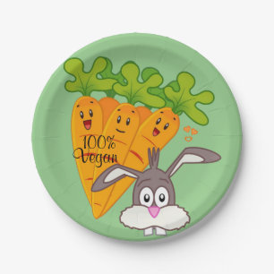 Assiettes En Carton Plaques de papier, carottes lapin 100% Vegan