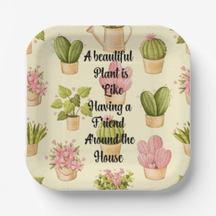 Assiettes En Carton Plaques de papier Carré de 7 pouces avec devis Pla