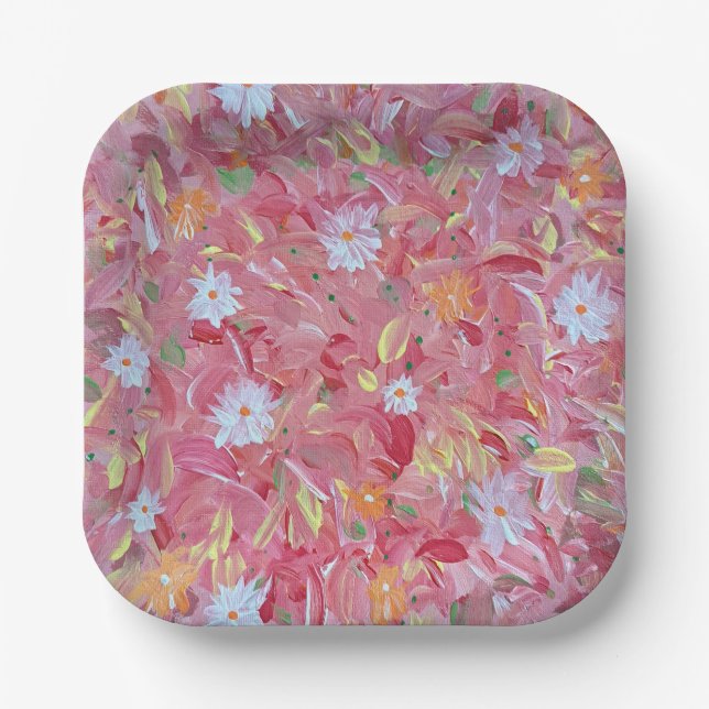 Assiettes En Carton Plaques de papier Carré Mulberry Red 7" (Recto)