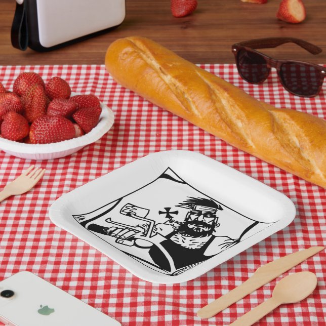 Assiettes En Carton Plaques de papier carré noir moto (Pique-nique)