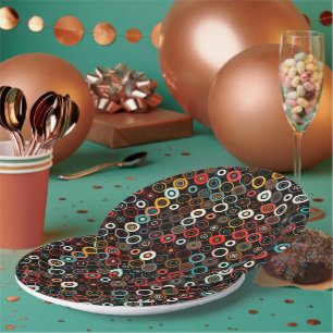 Assiettes En Carton Plaques de papier chic de cercle de Boho rétro