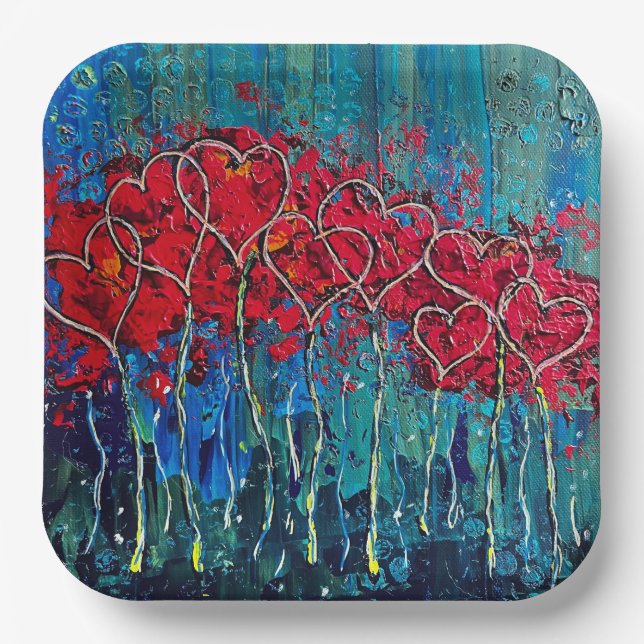 Assiettes En Carton Plaques de papier coeur (Recto)