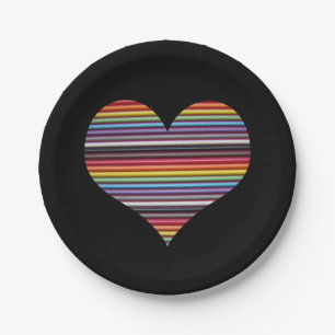 Assiettes En Carton Plaques de papier coeur Rainbow Ribbon Cable