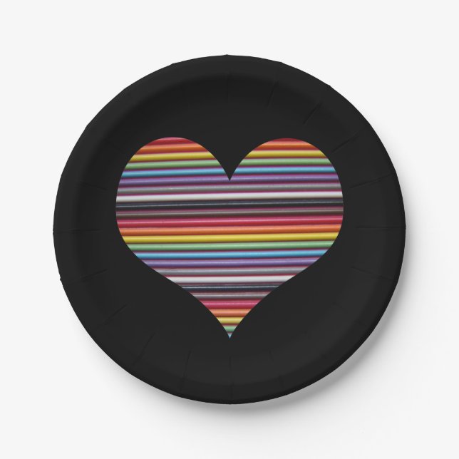 Assiettes En Carton Plaques de papier coeur Rainbow Ribbon Cable (Devant)