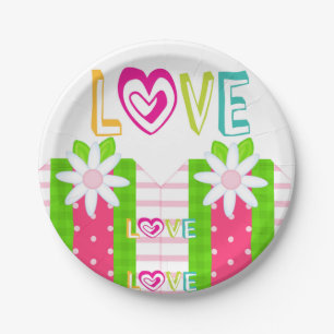 Assiettes En Carton Plaques de papier Coeurs rouges Aimer