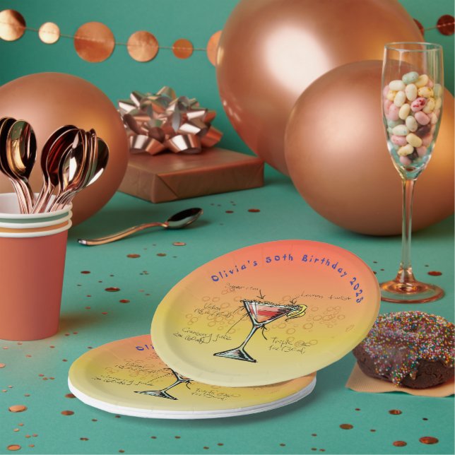 Assiettes En Carton Plaques de papier Cosmopolite Anniversaire (Multi)