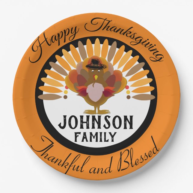 Assiettes En Carton Plaques de papier d'Action de grâce en Turquie (Devant)