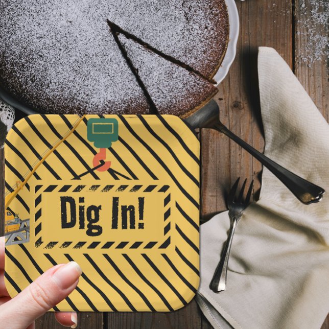 Assiettes En Carton Plaques de papier d'anniversaire à thème de constr (Créateur téléchargé)