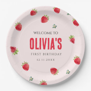Assiettes En Carton Plaques de papier d'anniversaire de fraise