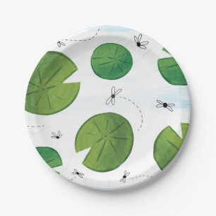 Assiettes En Carton Plaques de papier d'anniversaire de Frog Lilly Pad