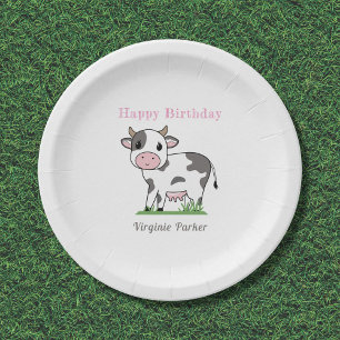 Assiettes En Carton Plaques de papier d'anniversaire de la vache migno