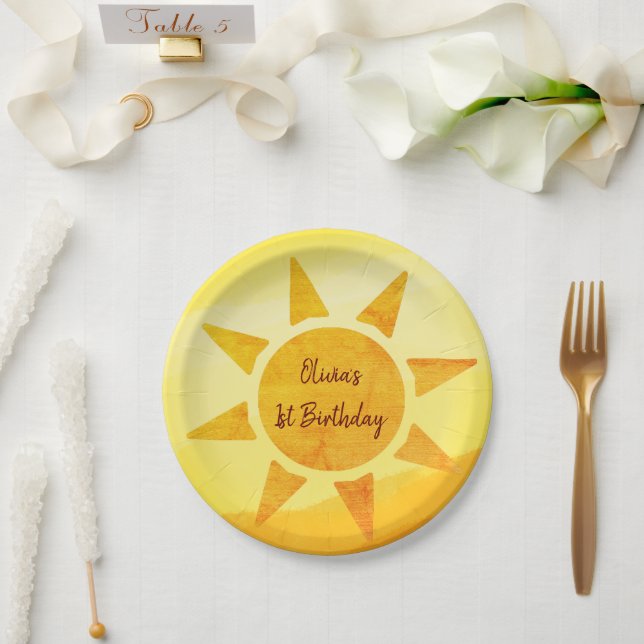 Assiettes En Carton Plaques de papier d'anniversaire Little Gold Sunsh (Mariage)