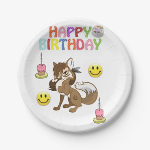 Assiettes En Carton Plaques de papier d'anniversaire, loup