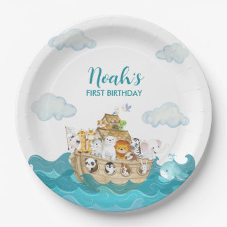 Assiettes En Carton Plaques de papier d'anniversaire Noah's Ark