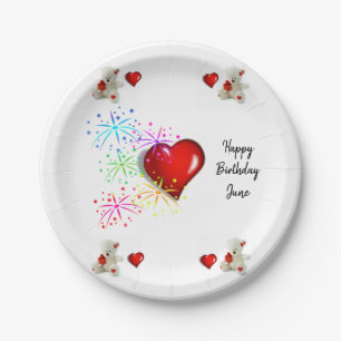 Assiettes En Carton Plaques de papier d'anniversaire, Ours en peluche