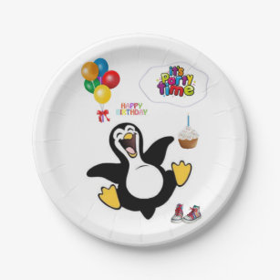 Assiettes En Carton Plaques de papier d'anniversaire, Pingouin