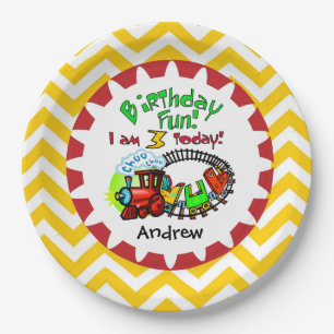 Assiettes En Carton Plaques de papier d'anniversaire pour le 3e train