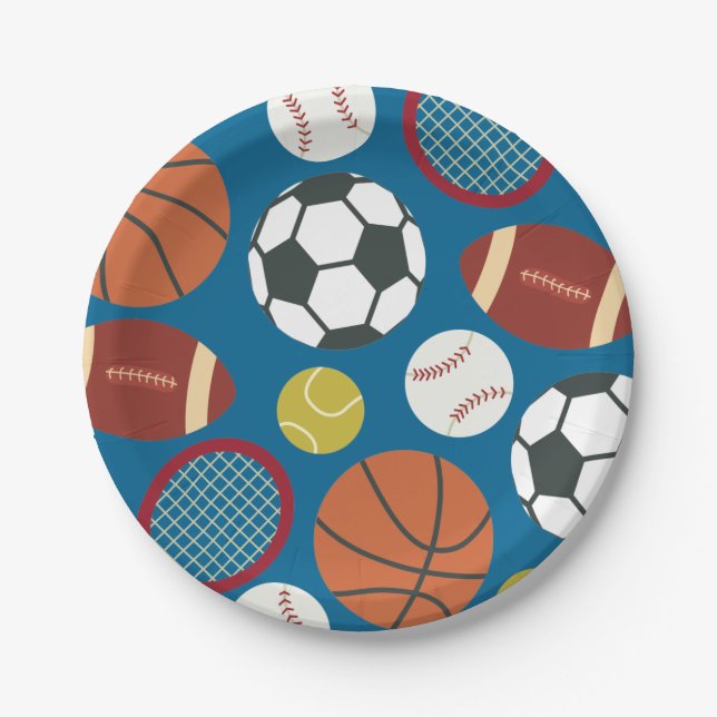 Assiettes En Carton Plaques de papier d'anniversaire sport étoilé (Devant)